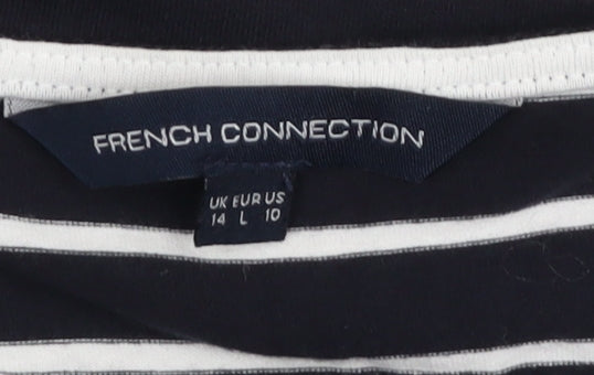 French Connection Women’s Black White Striped Shift Dress Size 14