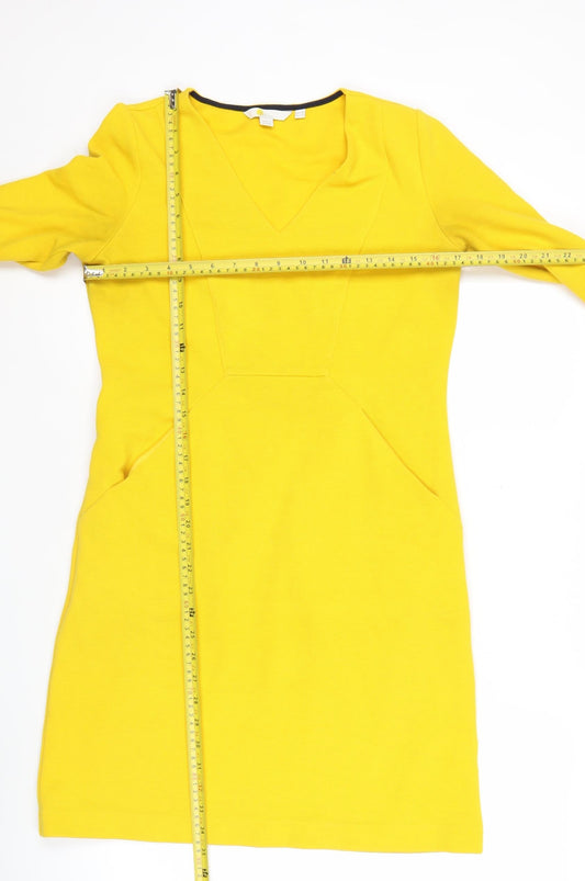 Boden Women’s Yellow Sheath Dress Size 10 V-Neck 3/4 Sleeve