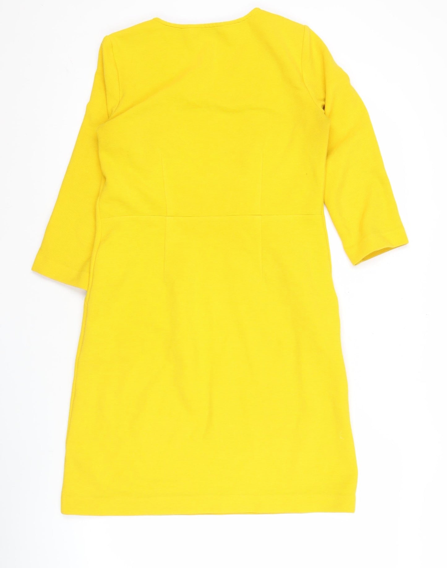 Boden Women’s Yellow Sheath Dress Size 10 V-Neck 3/4 Sleeve