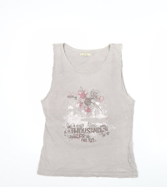 Fat Face Womens Grey Tank Top Size 14 Cotton Scoop Neck Casual