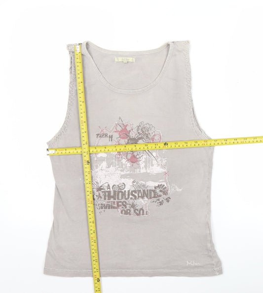 Fat Face Womens Grey Tank Top Size 14 Cotton Scoop Neck Casual