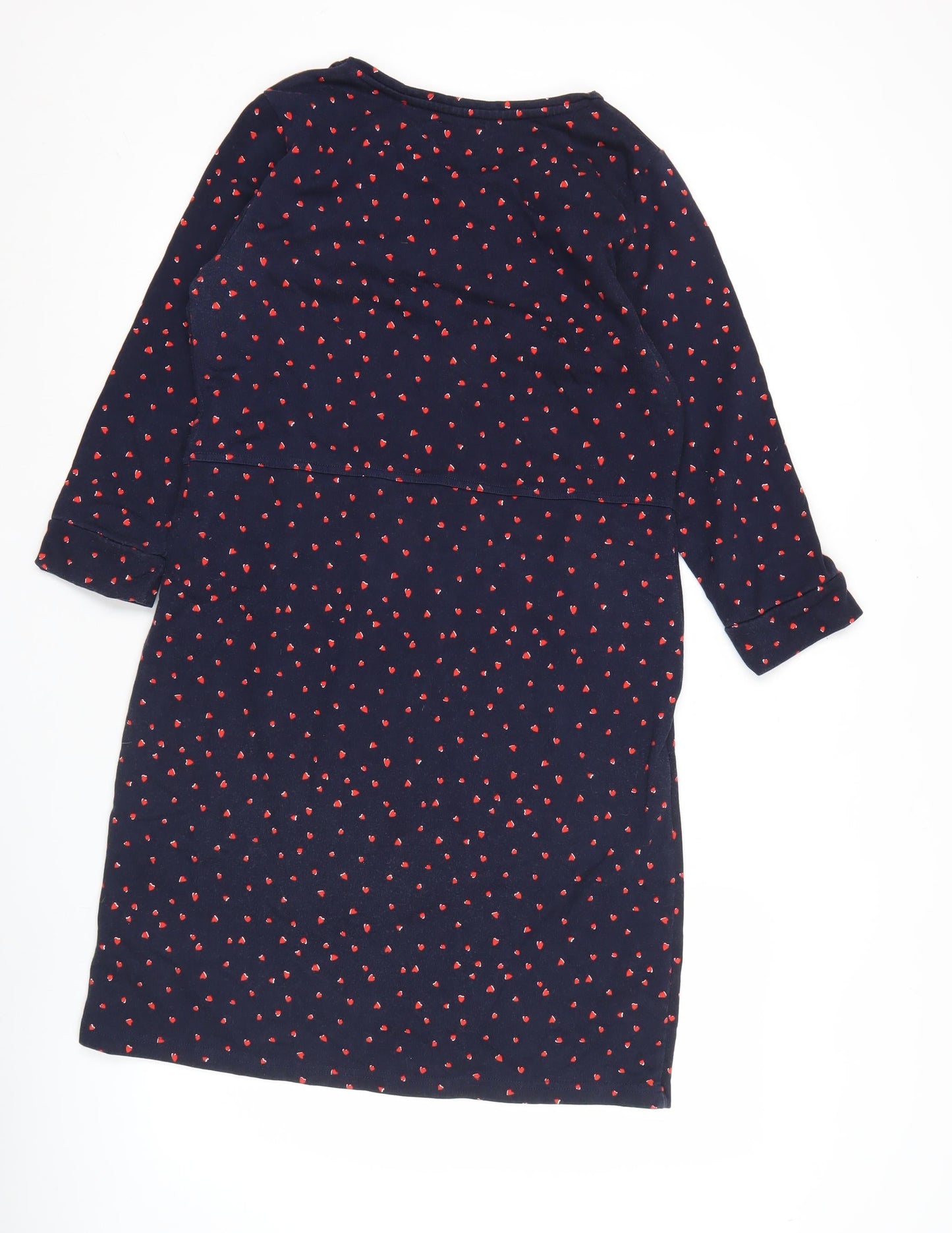 Joules Womens Blue Heart Print Shift Dress Size 14 Long Sleeve