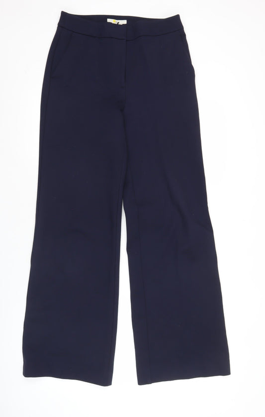 Boden Women’s Blue Wide-Leg Trousers Size 10R Viscose Blend