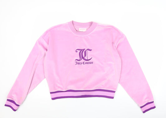 Juicy Couture Women’s Pink Velour Sweatshirt S Embroidered Logo