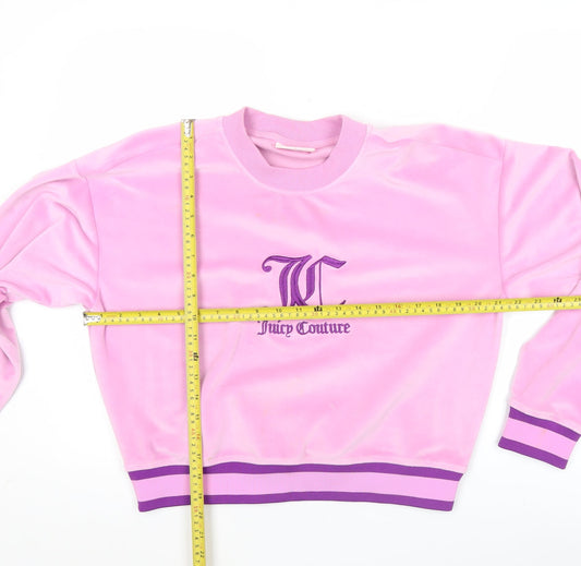 Juicy Couture Women’s Pink Velour Sweatshirt S Embroidered Logo
