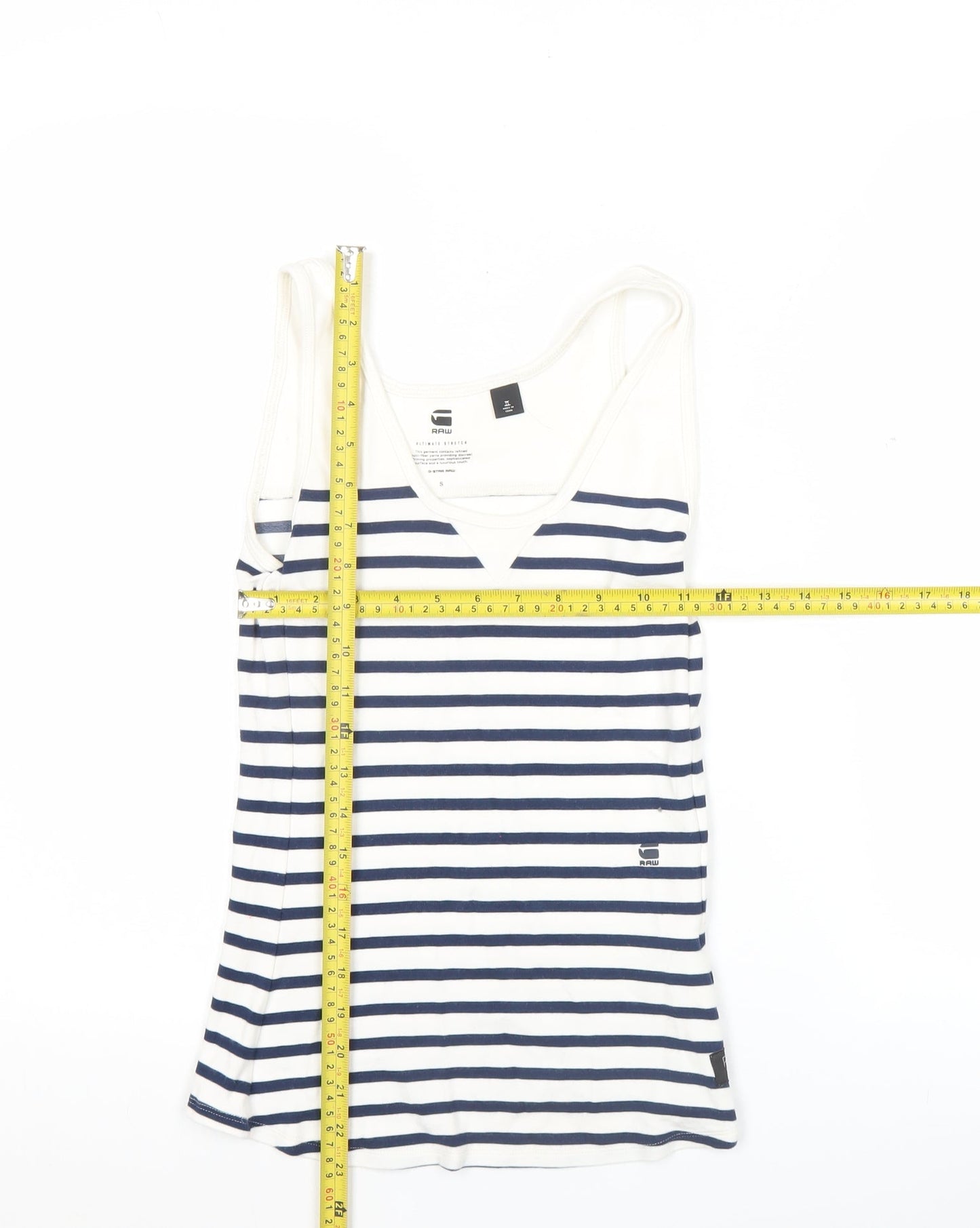G-Star Raw Women's Blue Striped Slim Fit Tank Top Size S