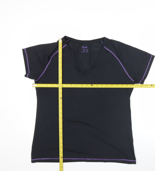 Crivit Womens Black Short Sleeve V-Neck Active T-Shirt Size 18/20