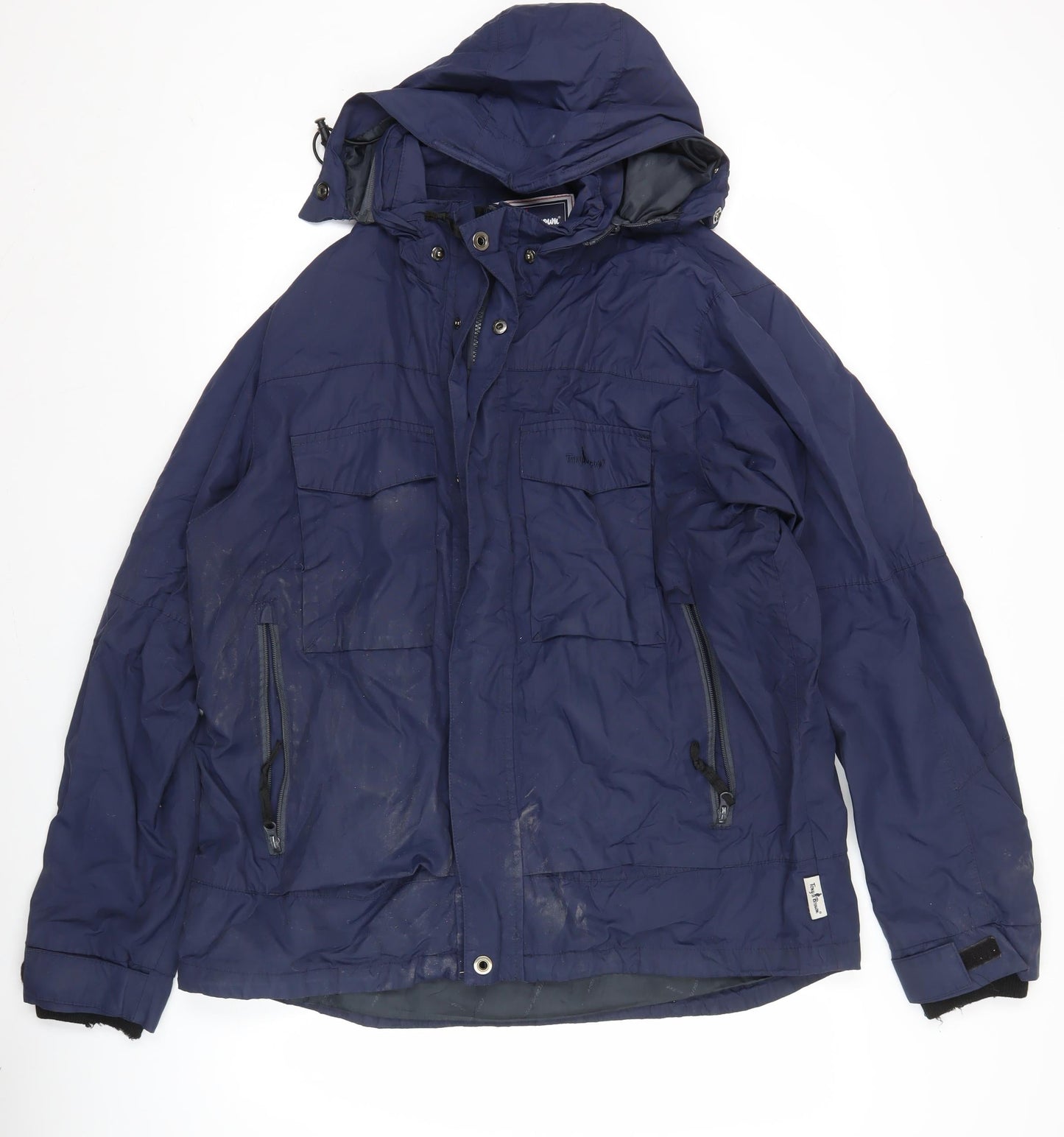 Tony Brown Men's Blue XL Hooded Parka Jacket with Pockets