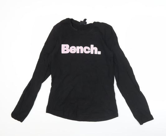 Bench Womens Black Long Sleeve Cotton T-Shirt UK 10