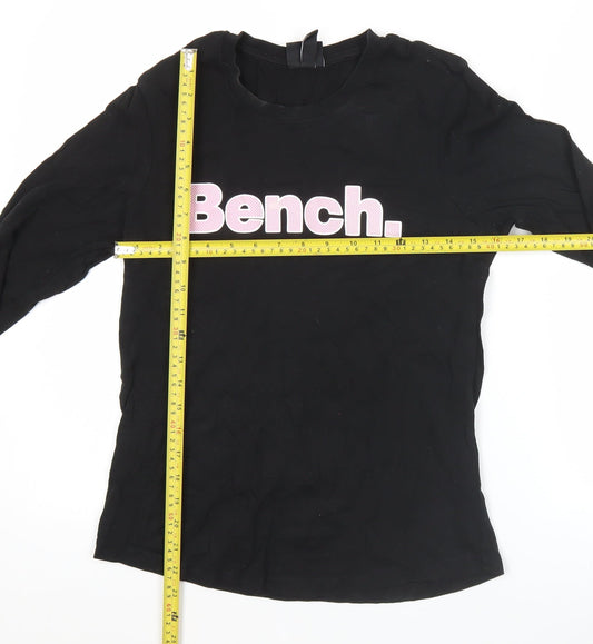 Bench Womens Black Long Sleeve Cotton T-Shirt UK 10