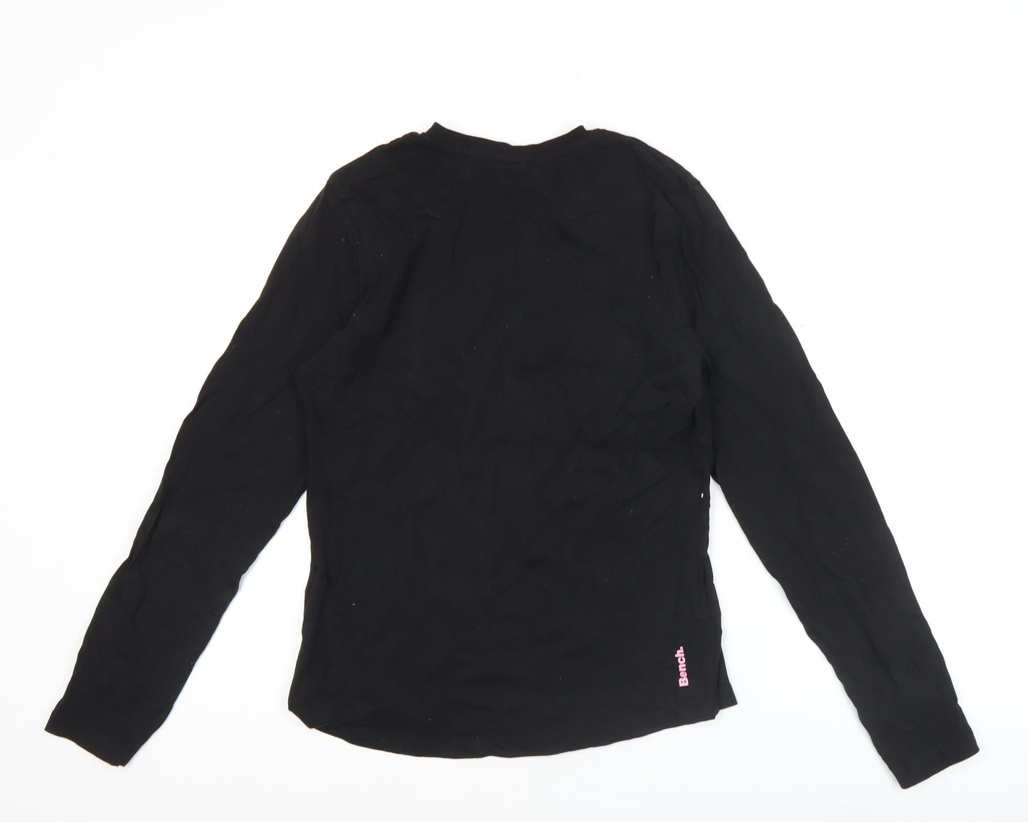 Bench Womens Black Long Sleeve Cotton T-Shirt UK 10