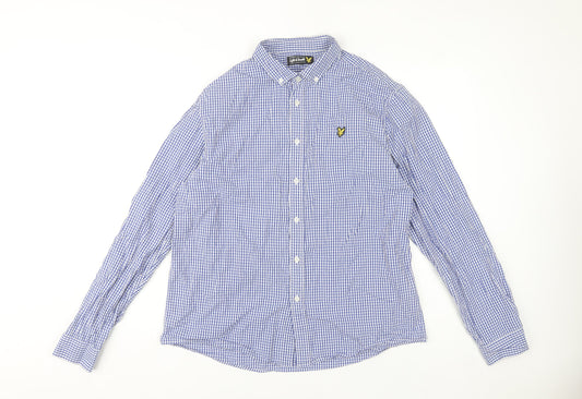 Lyle & Scott Men's Blue Check Cotton Button-Up Shirt XL