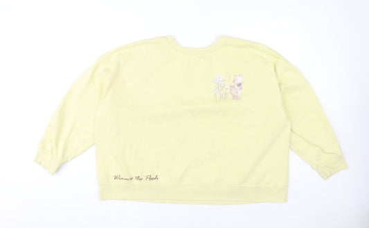 Disney Women Yellow Winnie the Pooh Sweatshirt 2XL Graphic Pullover