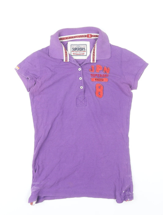 Superdry Womens Purple Polo Shirt Size S Slim Fit Casual Top