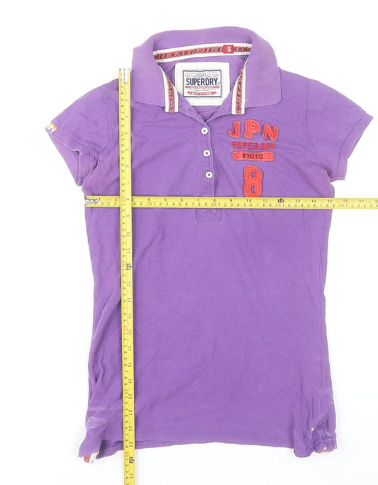 Superdry Womens Purple Polo Shirt Size S Slim Fit Casual Top