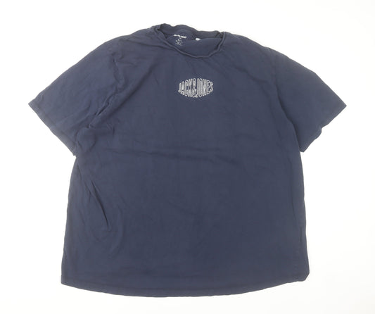 Jack & Jones Men's Blue 2XL Relaxed Fit Cotton Crew Neck T-Shirt