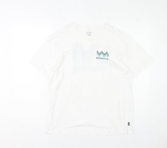 Billabong Men's White Small Graphic Logo T-Shirt Cotton