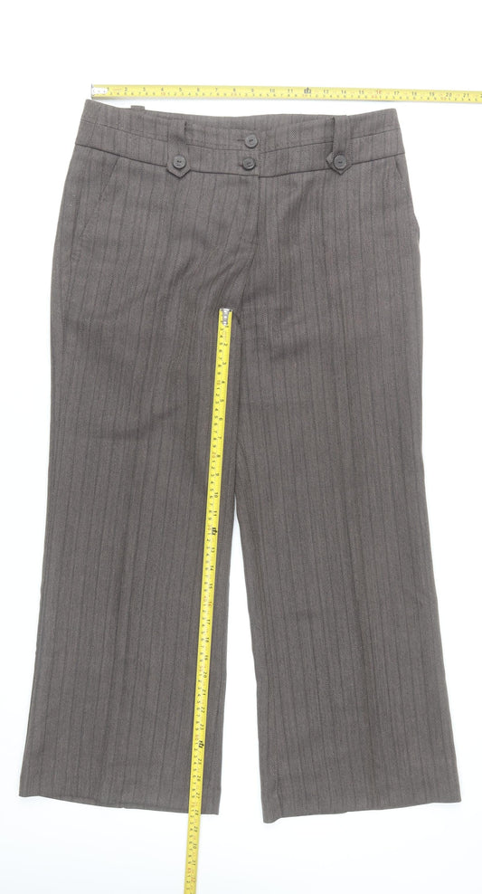 Classics Women Grey Pinstripe Dress Pants Size 14 Straight Leg