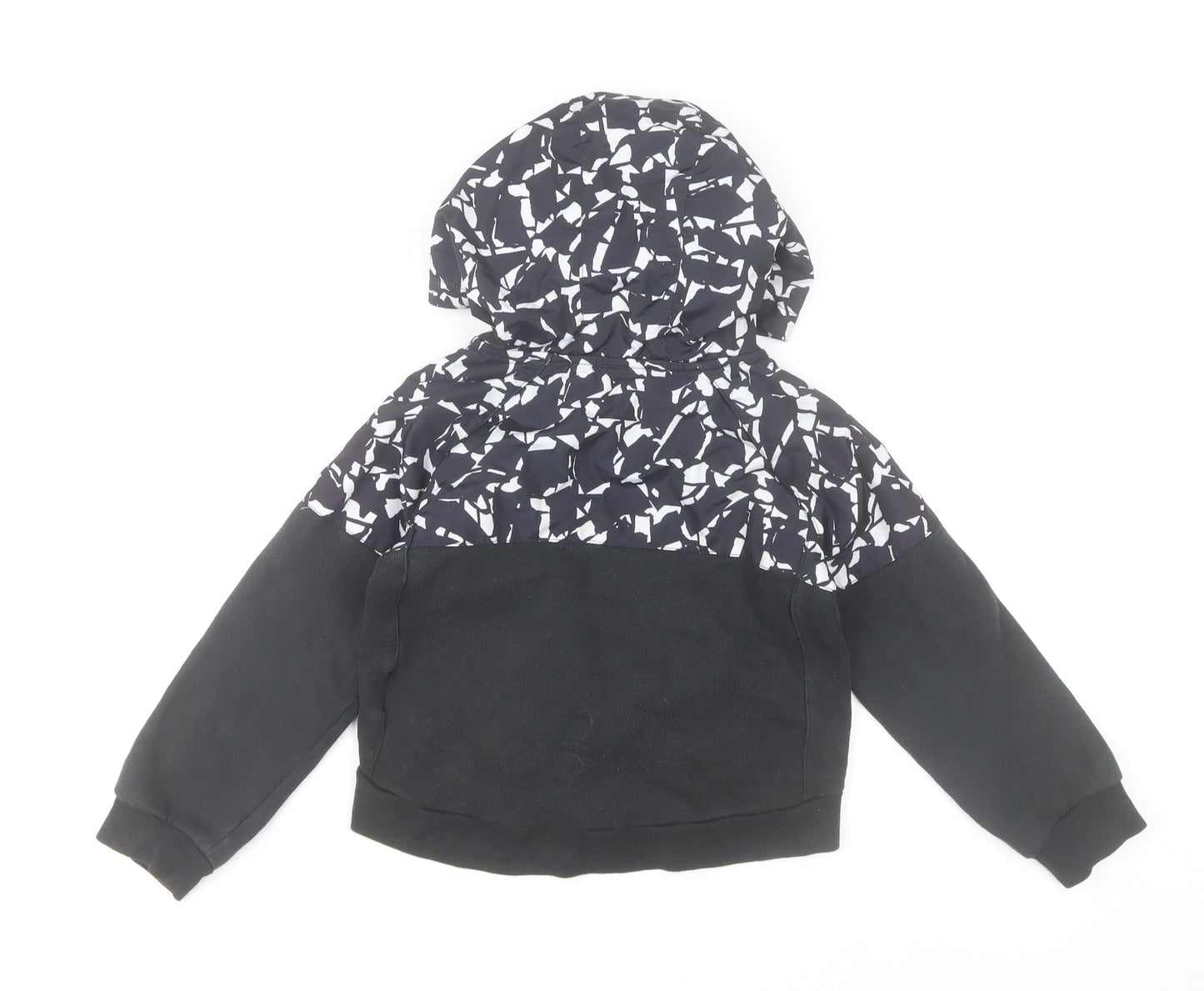 Nike Girls Black Geometric Puffer Jacket 6-7 Years Hooded Zip Coat