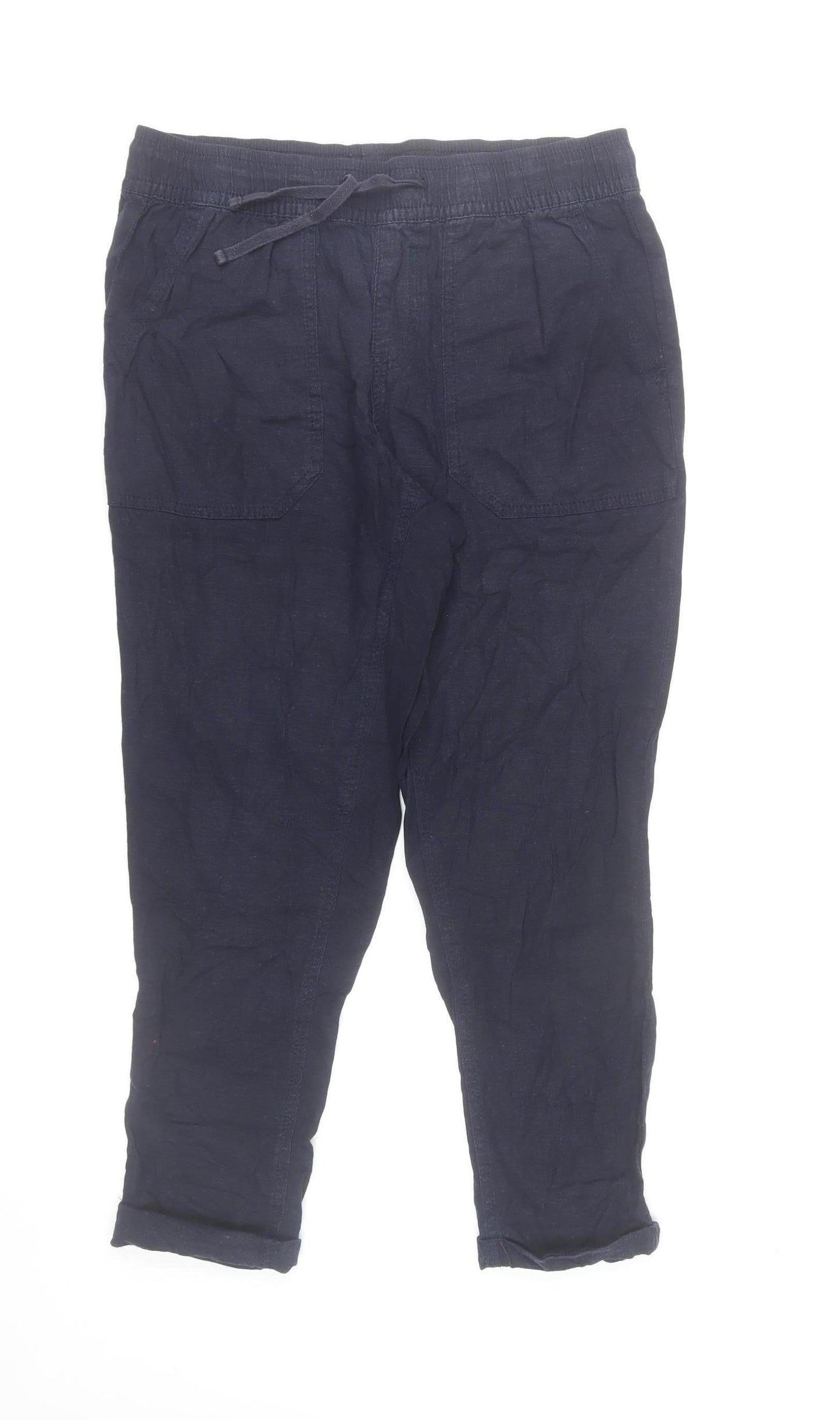 Principles Women Blue Linen Blend Chino Trousers Size 10