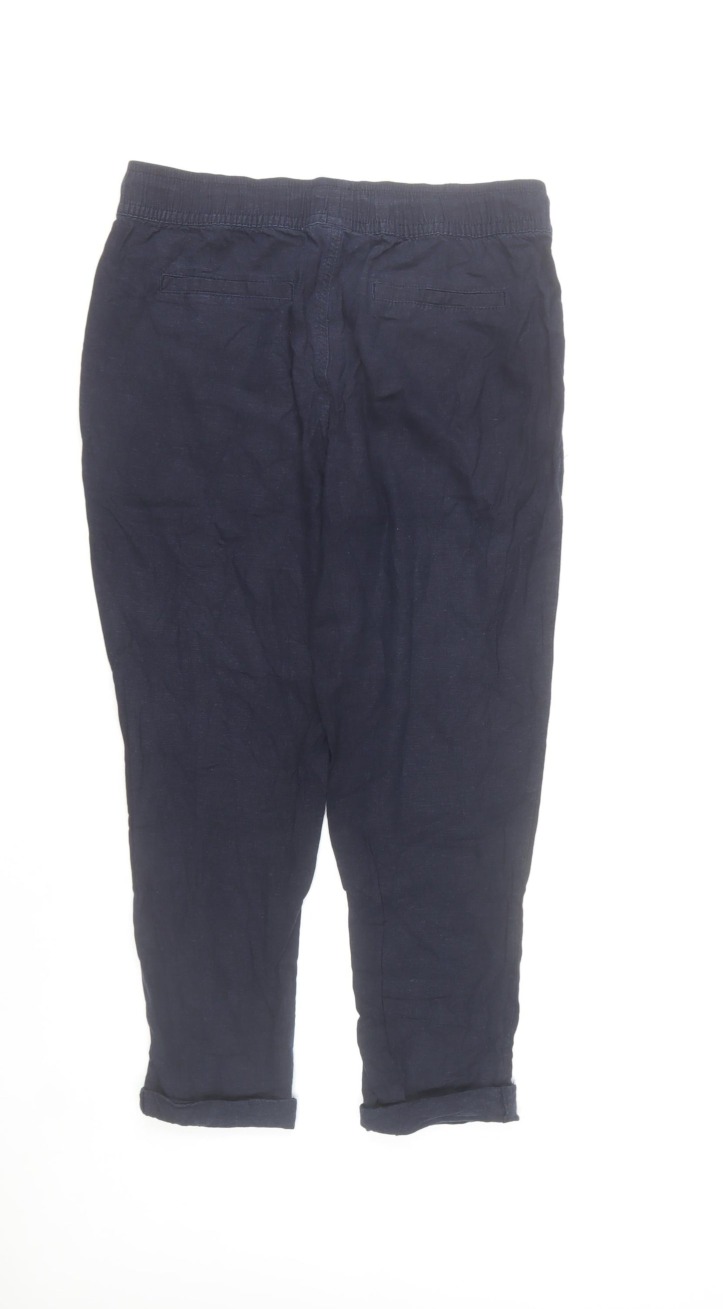 Principles Women Blue Linen Blend Chino Trousers Size 10