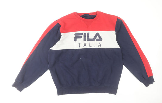Fila Men’s Blue Red White Pullover Sweatshirt Size L Crew Neck