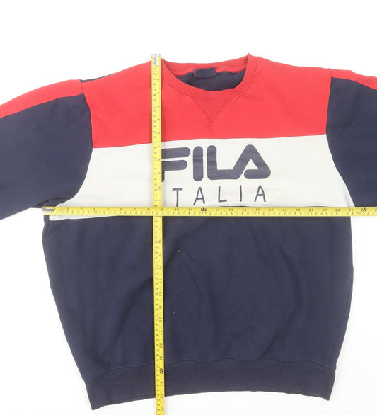 Fila Men’s Blue Red White Pullover Sweatshirt Size L Crew Neck