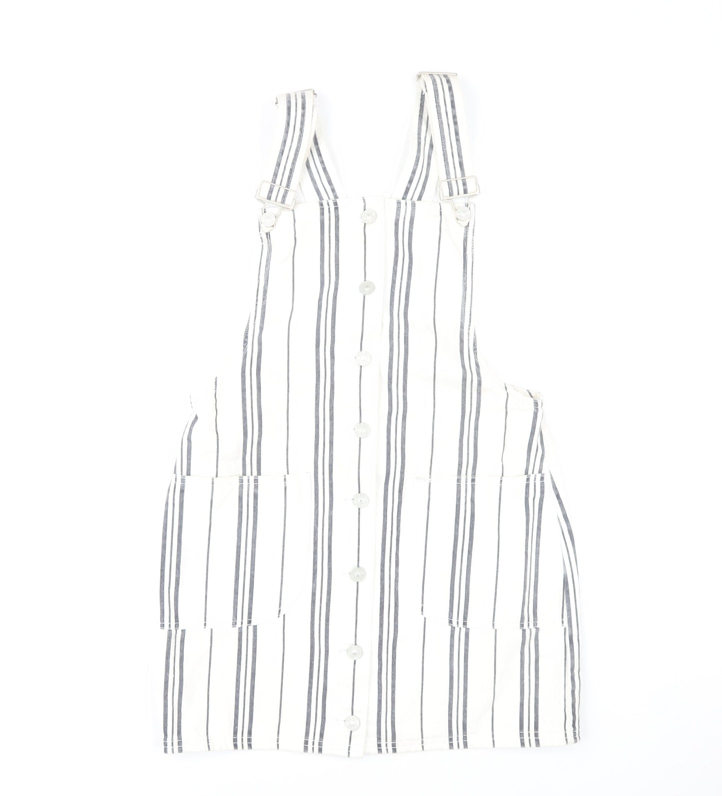 Diesel Women’s White Striped Cotton Pinafore Dress Size 8
