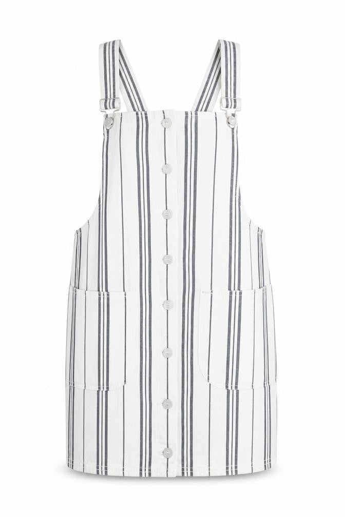 Diesel Women’s White Striped Cotton Pinafore Dress Size 8