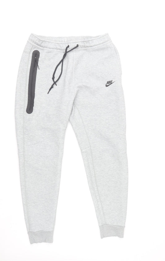 Nike Men’s Grey Jogger Trousers L Regular Fit Zip Pockets