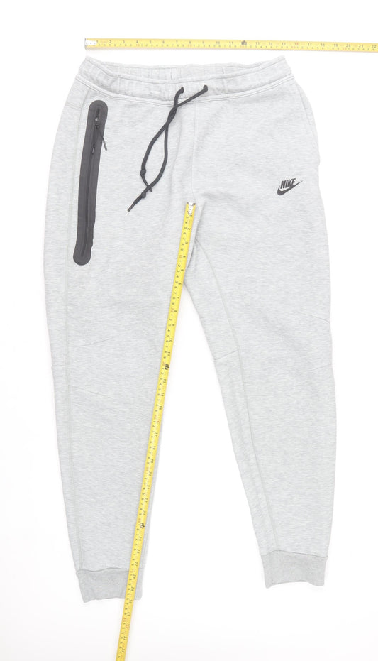 Nike Men’s Grey Jogger Trousers L Regular Fit Zip Pockets
