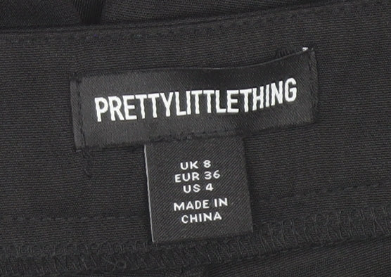 PrettyLittleThing Womens Black Wide-Leg High Rise Trousers Size 8