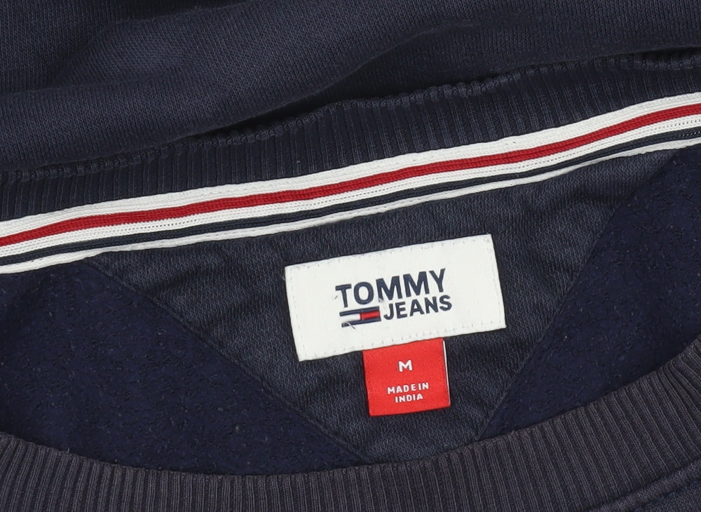 Tommy Jeans Womens Blue Pullover Sweatshirt M Logo Crew Neck