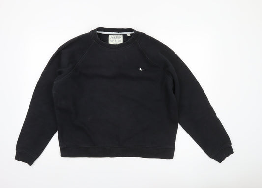 Jack Wills Women's Black Size 14 Crew Neck Cotton Sweatshirt