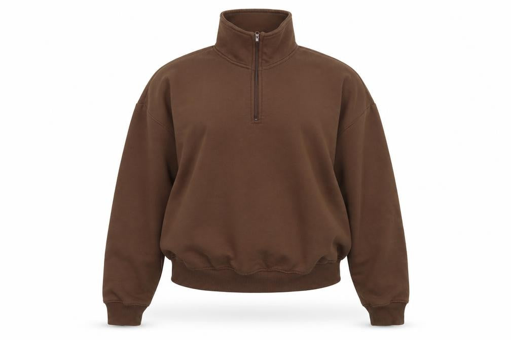 Boohoo Women’s Brown XS 1/2 Zip Sweatshirt Pullover Casual