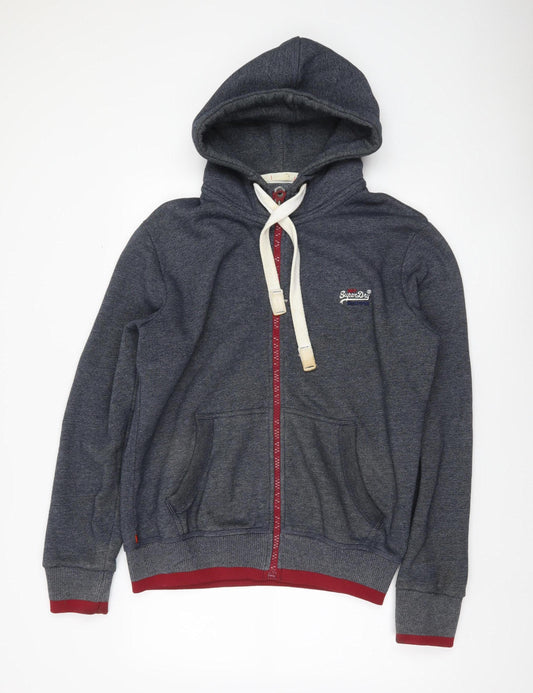 Superdry Men’s Grey Full Zip Hoodie XL Logo Drawstring Pockets