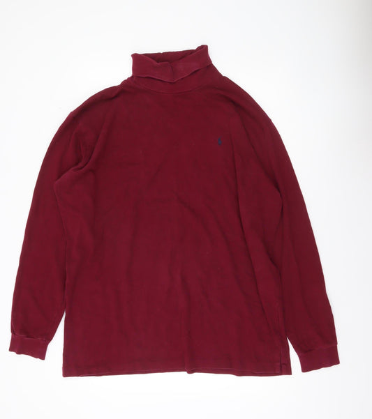 Polo Ralph Lauren Men's Red XL Roll Neck Cotton Long Sleeve Shirt