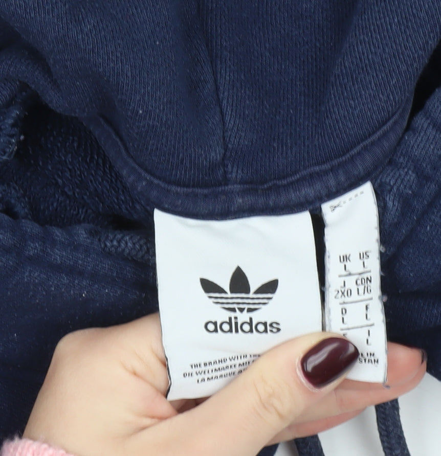 Adidas Men’s Blue Pullover Hoodie L Sports Logo Sweatshirt