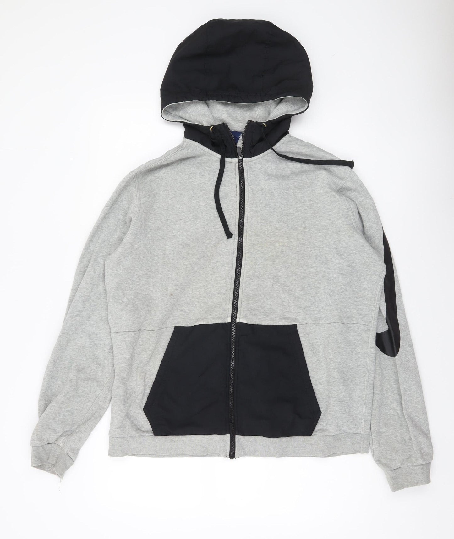 Nike Men’s Grey Full Zip Hoodie Size L Fleece Hooded Sweatshirt