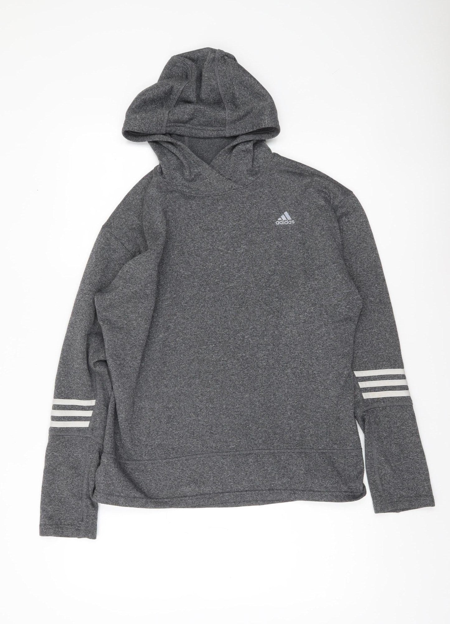 Adidas Womens Grey Pullover Hoodie M 12-14 Regular Fit Sportswear