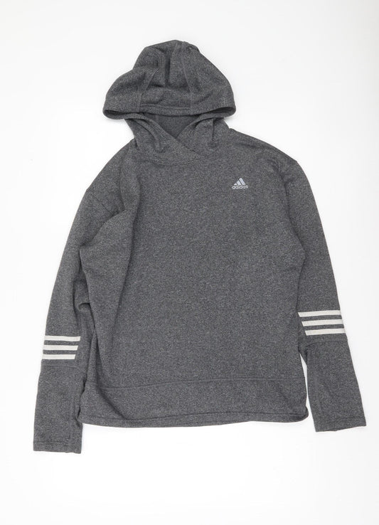 Adidas Womens Grey Pullover Hoodie M 12-14 Regular Fit Sportswear