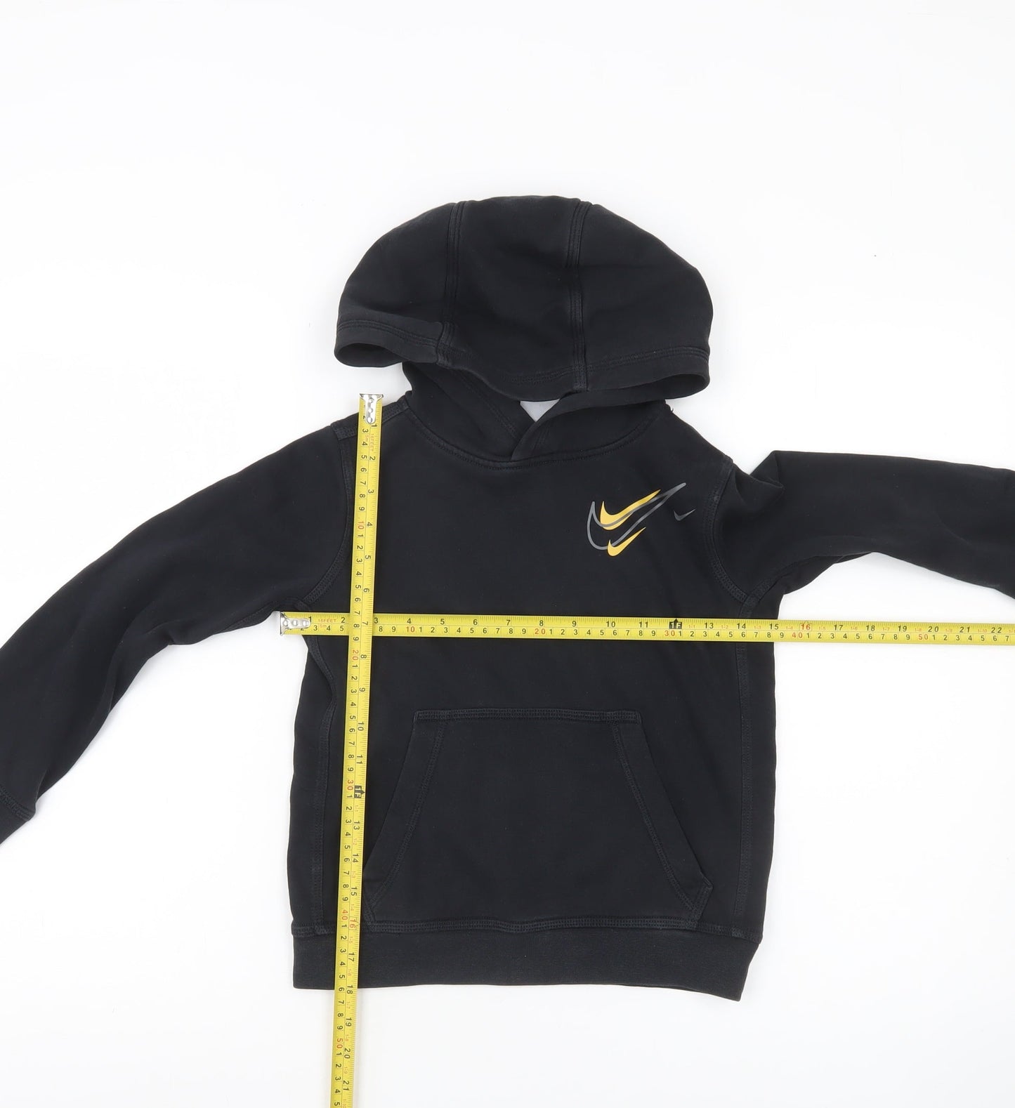 Nike Boys Black Pullover Hoodie XS 7 Years Logo Sports Hooded Sweatshirt