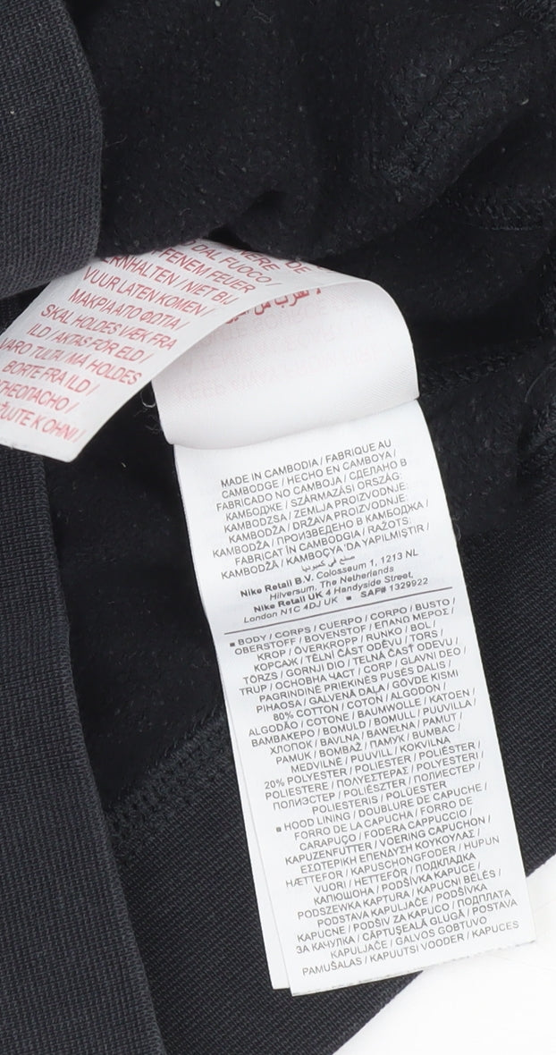 Nike Boys Black Pullover Hoodie XS 7 Years Logo Sports Hooded Sweatshirt