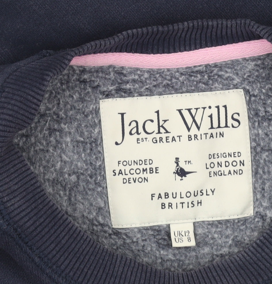 Jack Wills Women’s Navy Blue Crew Neck Sweatshirt UK 12 Cotton Blend