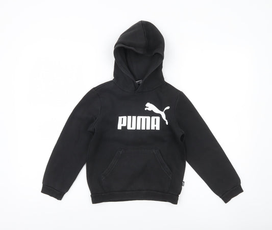 Puma Boys Black Pullover Hoodie 7-8 Years Logo Sports Casual
