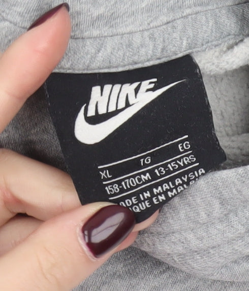 Nike Boys Grey Pullover Hoodie XL 13-14 Years Sportswear Sweatshirt