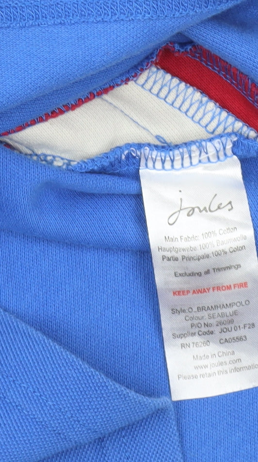 Joules Womens Blue Polo Shirt Size 10 Embroidered Equestrian Casual