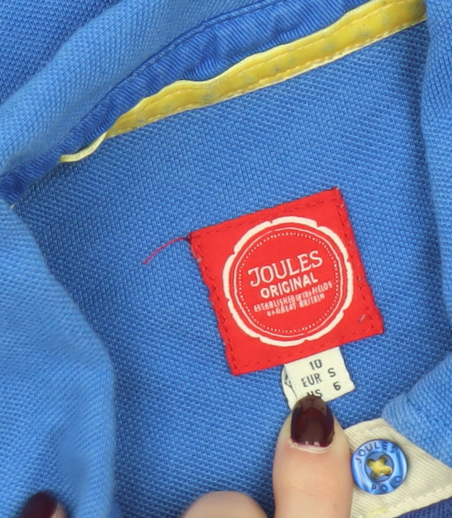 Joules Womens Blue Polo Shirt Size 10 Embroidered Equestrian Casual