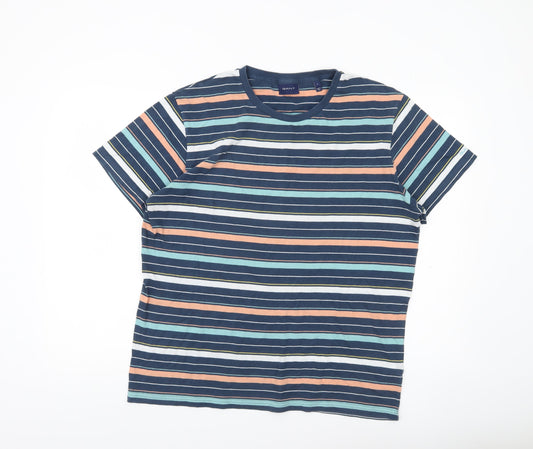 GANT Men's Multicoloured Striped Cotton Crew Neck T-Shirt Size L