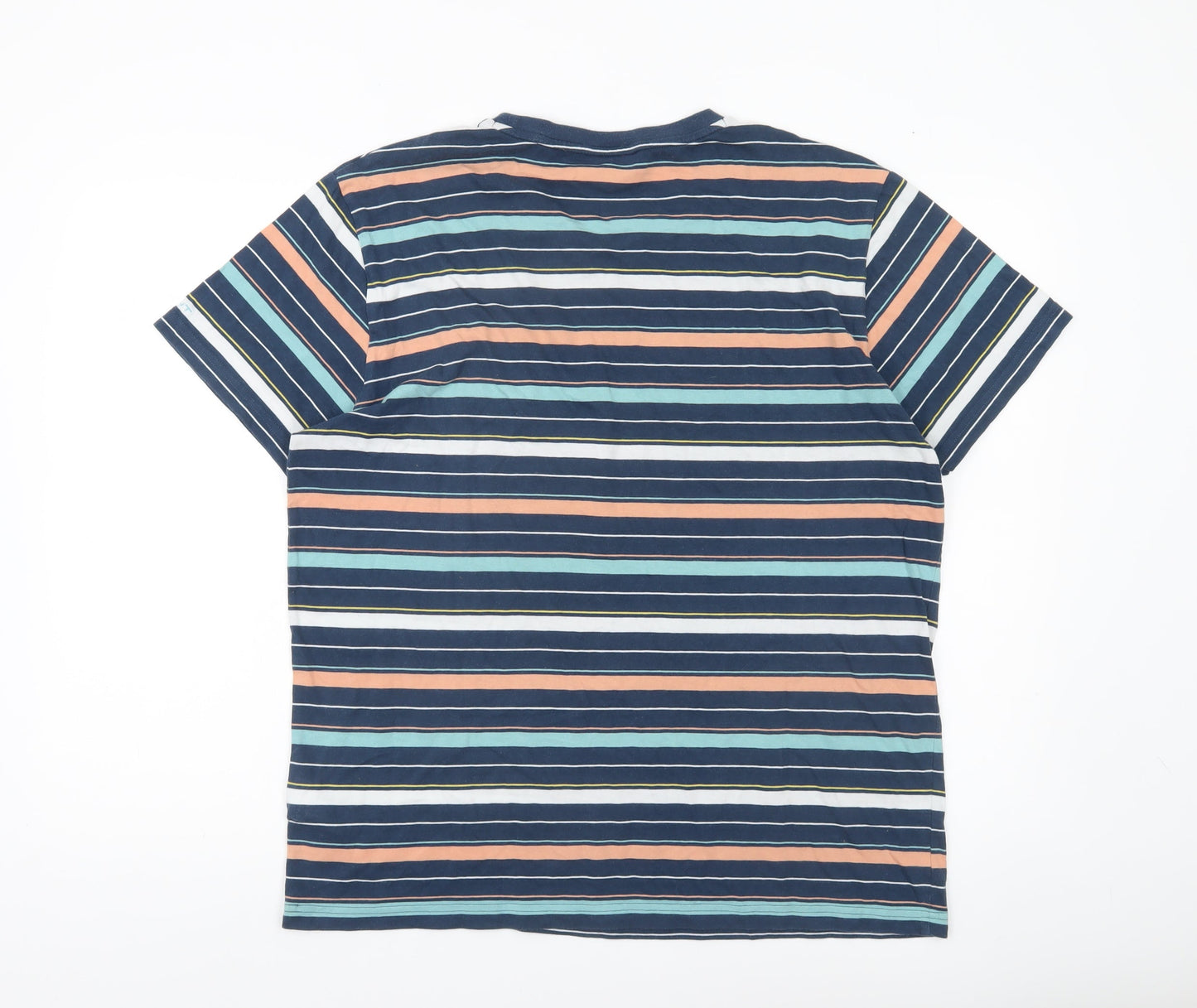 GANT Men's Multicoloured Striped Cotton Crew Neck T-Shirt Size L